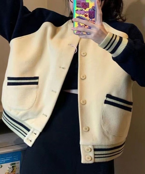 「MAISON DE THERESE」 スタジャン M アイボリー レディース_画像3