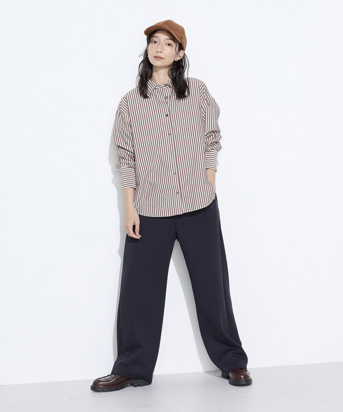 【NEW】コムサワードローブ（COMME CA Wardrobe）/〔 +サイズ 〕レーヨンミックスダンボール パンツ COMME CA Wardrobe スラックス パンツ レーヨンミックスダンボール