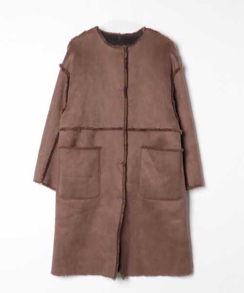 ミラオーウェン コート アウター ワンピース Mila Owen（ミラオーウェン） ノーカラーコート 1 ブラウン レディース