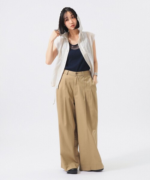 beams boyワイド チノパンツ ベージュ サイズ0 BEAMS BOY（ビームス ボーイ） ワイドパンツ チノパン ワイド タック