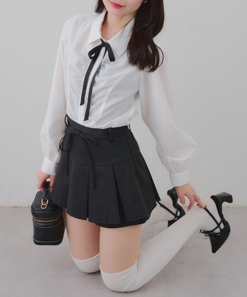 continuer de NICE CLAUP スカート 「2026SS」リボン付プリーツ