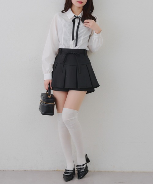 continuer de NICE CLAUP スカート 「2026SS」リボン付プリーツ