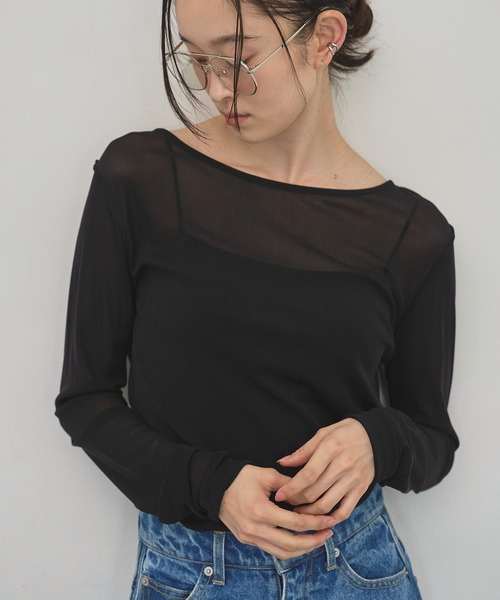 meilmada tシャツ 「追加」ロングスリーブメッシュシアートップス