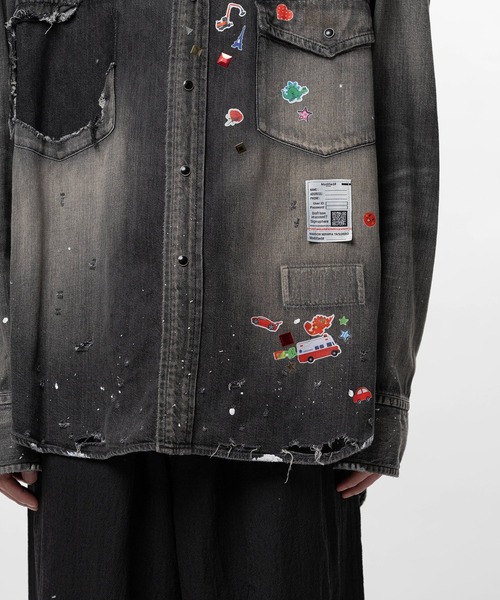 シャツ Kids Sticker Printed Denim Shirt メンズの画像