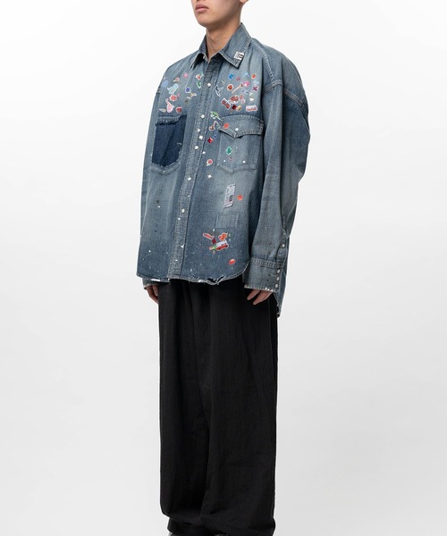 ミハラヤスヒロ 長袖シャツ デニム ドレスシャツ プリーツシャツ メンズ44 MAISON MIHARA YASUHIRO（メゾン ミハラヤスヒロ） シャツ Kids