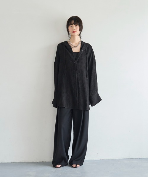 meilmada ブラウス シャツ フード付きオーバーサイズシャツ レディース