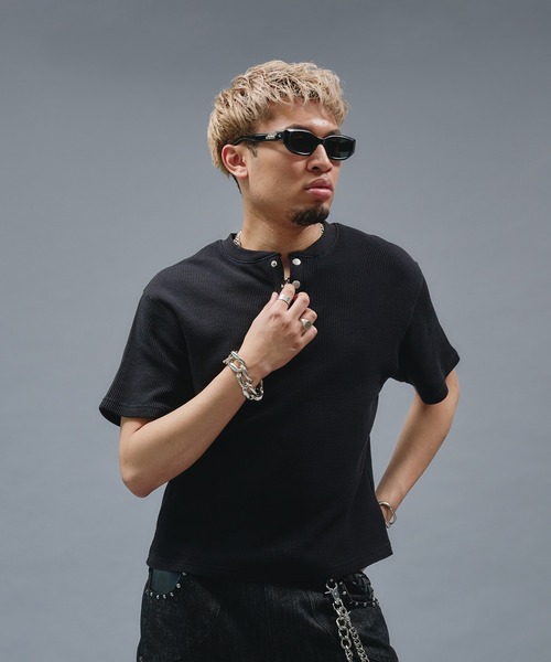 ANDER HUNK tシャツ Metal Henry neck Thermal T/ メタルヘンリー