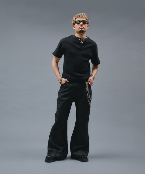 【新品完売品】ANDER HUNK／メタルヘンリーネックサーマル　ブラックL ANDER HUNK tシャツ Metal Henry neck Thermal T/ メタルヘンリー