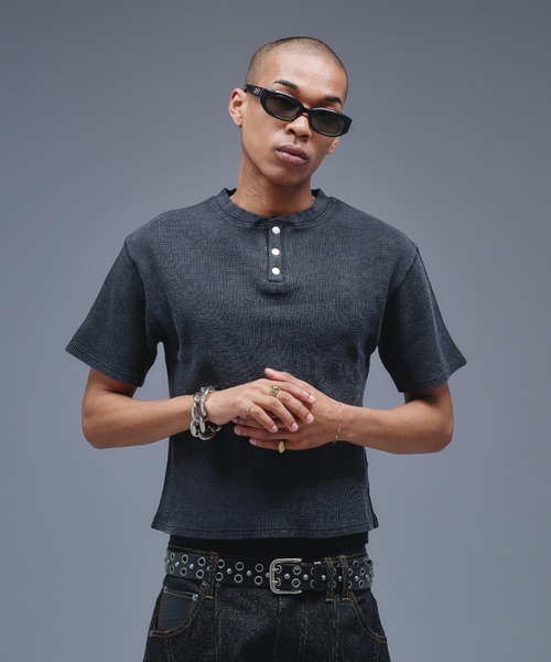 ANDER HUNK tシャツ Metal Henry neck Thermal T/ メタルヘンリー