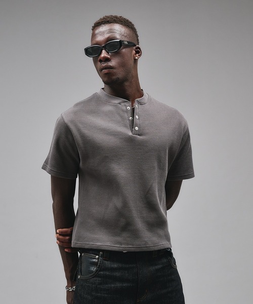 ANDER HUNK ヘンリーネック tシャツ Metal Henry neck Thermal T