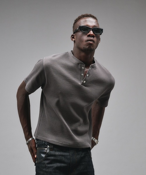 ANDER HUNK tシャツ Metal Henry neck Thermal T/ メタルヘンリー