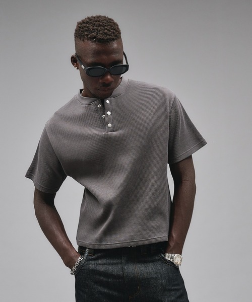 ANDER HUNK ヘンリーネック tシャツ Metal Henry neck Thermal T