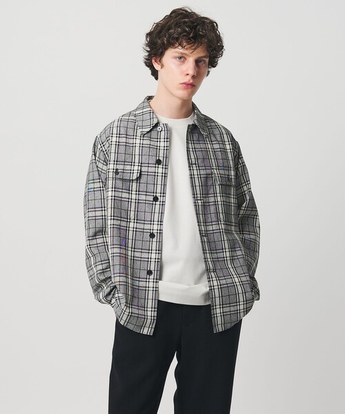 【H-BEAUTY】 ユナイテッドアローズ L ワイシャツ 長袖 チェック柄 UNITED ARROWS（ユナイテッドアローズ） シャツ ネップクロス グレン