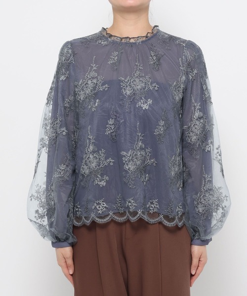 「mysty woman」 長袖ブラウス FREE グレー レディース_画像6