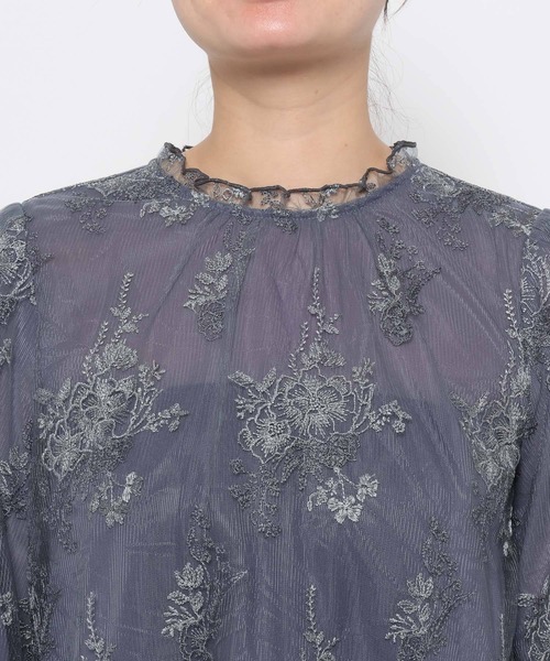 「mysty woman」 長袖ブラウス FREE グレー レディース_画像9