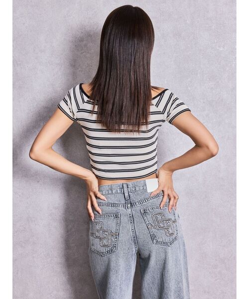 GYDA（ジェイダ） tシャツ 半袖 フロントOPENテレコショートトップス