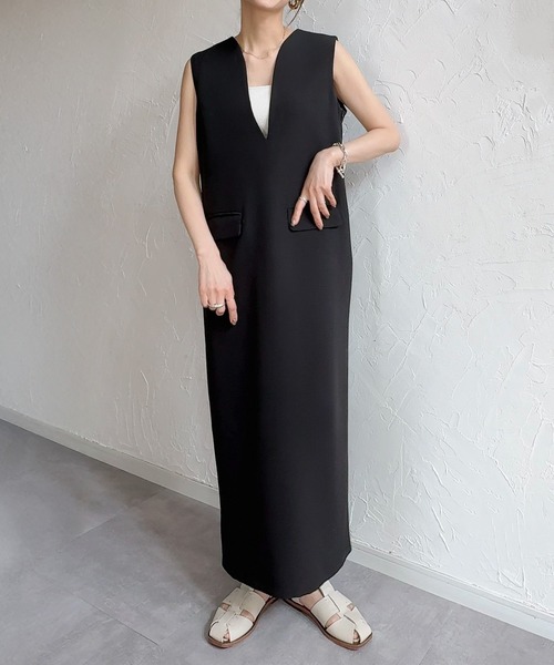 「junoah」 ノースリーブワンピース LARGE ダークベージュ レディース_画像3