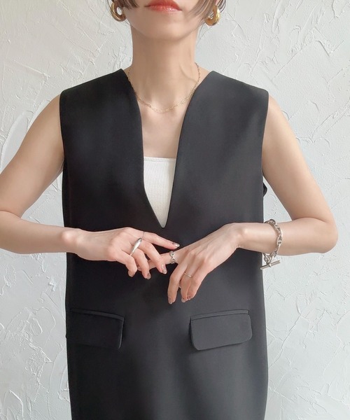 「junoah」 ノースリーブワンピース LARGE ダークベージュ レディース_画像5