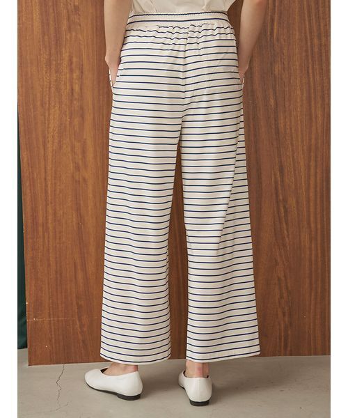 パジャマ ルームウェア 「接触冷感」ボーダーロングパンツ レディースの画像