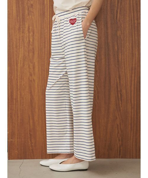 パジャマ ルームウェア 「接触冷感」ボーダーロングパンツ レディースの画像