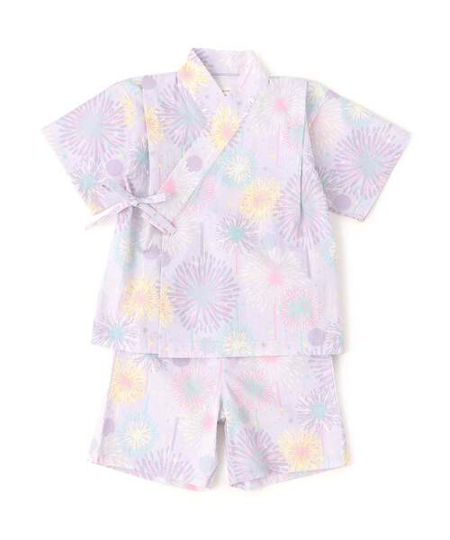 浴衣 花火柄甚平スーツ キッズ 子供 男の子 女の子の画像