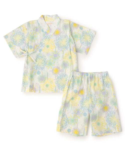 浴衣 花火柄甚平スーツ キッズ 子供 男の子 女の子の画像