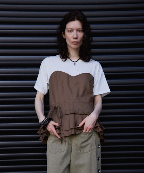 MAISON SPECIAL（メゾンスペシャル） tシャツ 半袖 Wrap Pleats Dock T