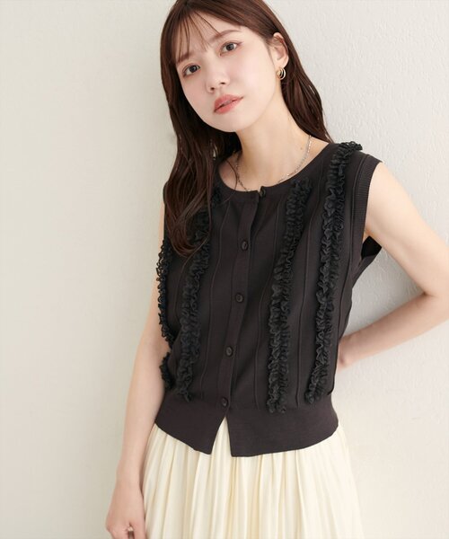 natural couture ニット セーター レースデザインノースリニットTOPS