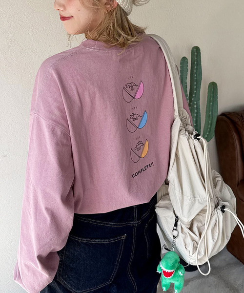 tシャツ カプセルトイを回したい恐竜刺しゅうロンTEE レディース | DOUBLE NAME | 07