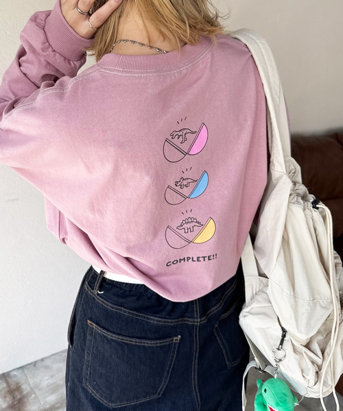 tシャツ カプセルトイを回したい恐竜刺しゅうロンTEE レディース | DOUBLE NAME | 12