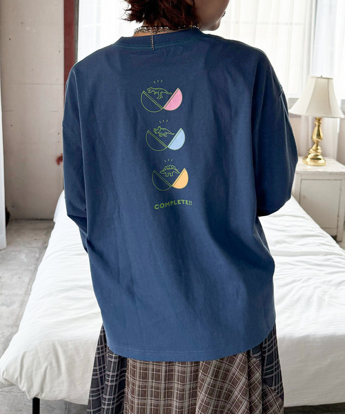 tシャツ カプセルトイを回したい恐竜刺しゅうロンTEE レディース | DOUBLE NAME | 14