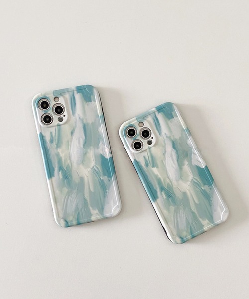 shopnikoniko（ショップにこにこ） スマホケース 水色 絵の具 ペイント