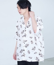 ★XL相当★ GIVENCHY 半袖シャツ 花柄 オープンカラー イタリア製 ジオメトリック柄オープンカラー半袖シャツ｜メンズファッション