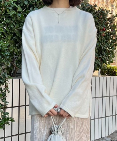 ニット セーター side slit ribknit pullover /アシンメトリースリットニット レディース ニット セーター side slit ribknit pullover /アシンメトリー