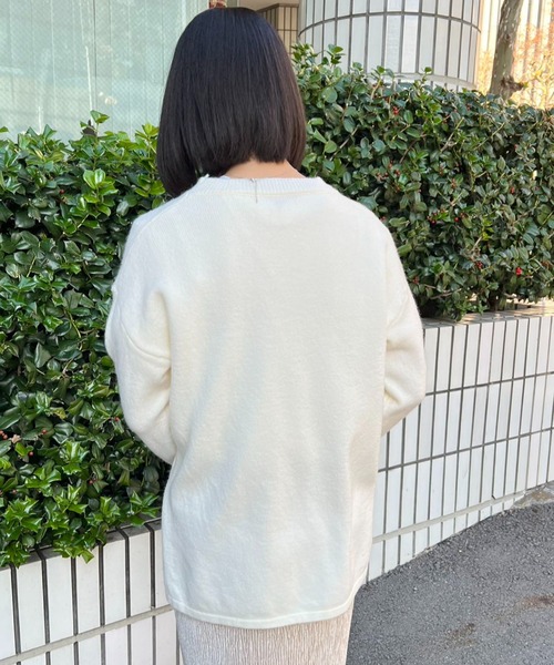 ニット セーター もっちり深Vサイドスリットニット レディース 毛玉になりにくい・静電気防止】サイドスリットハイネックニット