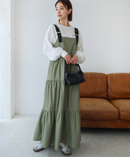 tシャツ ロゴプリントボリューム袖コットン長袖Tシャツ レディース | andme | 18