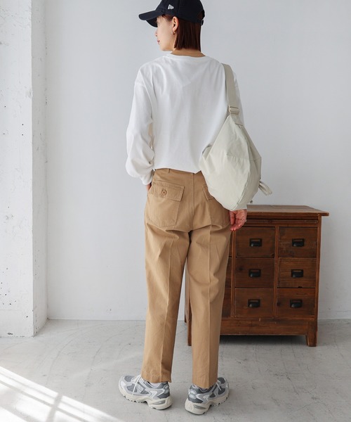 tシャツ ロゴプリントボリューム袖コットン長袖Tシャツ レディース | andme | 20