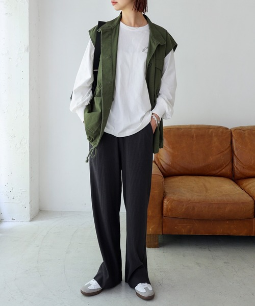 tシャツ ロゴプリントボリューム袖コットン長袖Tシャツ レディース | andme | 14