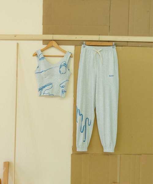 PAMM ドローイングリブタンク　青　ブルー　トップス　カップ付き ドローイングリブタンク – pamm.officialstore