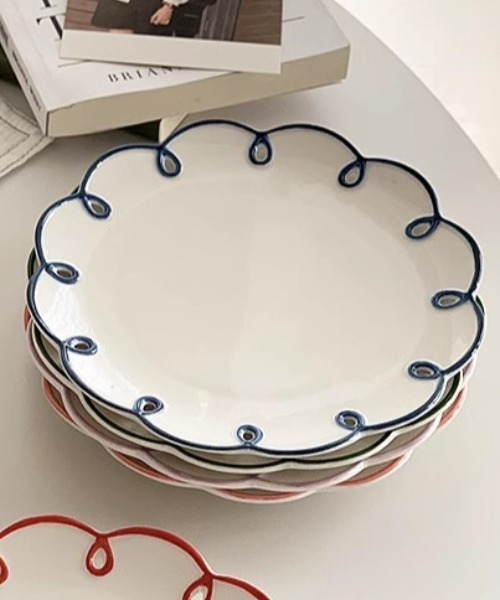 トールペイント作品　フリルプレート 食器 レトロフリルラインプレート : ZOZOTOWN Yahoo!店 - 通販