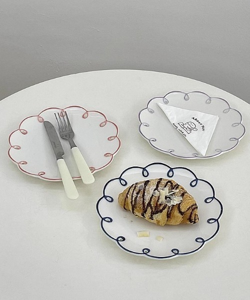 トールペイント作品　フリルプレート 食器 レトロフリルラインプレート : ZOZOTOWN Yahoo!店 - 通販