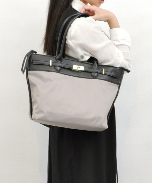 perche（ペルケ） トートバッグ perche / ナイロン牛革ヒネリ金具