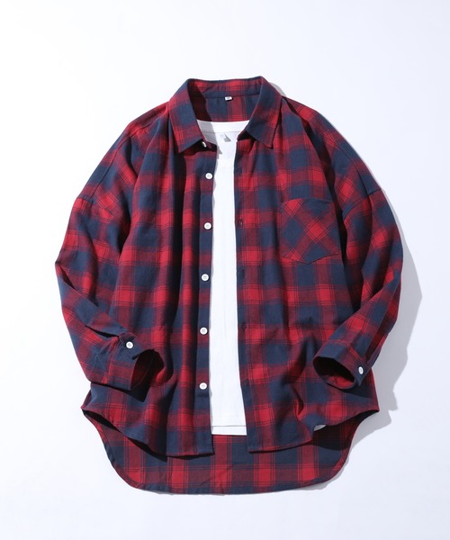 SUNSHINED+CLOUD長袖プルオーバーチェックシャツ00サイズ Cloudstyle シャツ 「Cloudstyle」オーバーサイズ オンブレ