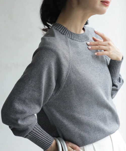 ニット セーター 華やぐ煌めきラメ クルーネックニット Back to BASICS レディース