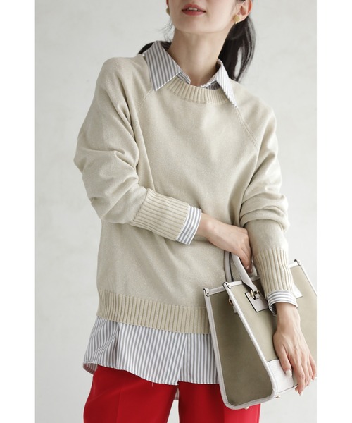 ニット セーター 華やぐ煌めきラメ クルーネックニット Back to BASICS レディース cawaii ニット セーター 華やぐ煌めきラメ クルーネックニット