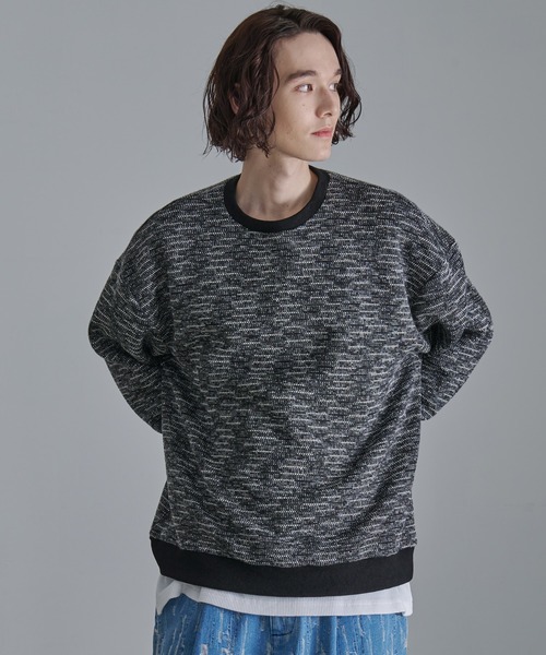 Revo. セーター ニット ミックスカラーボーダー クルーネック メンズ