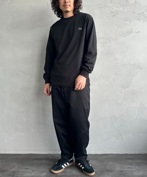 LACOSTE ワンポイントロゴ 長袖Tシャツ ロンT 黒 XS(M程度) 美品 LACOSTE（ラコステ） tシャツ ワンポイントロゴ ロングスリーブTシャツ