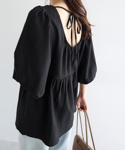 M'sGRACY ブラック　ペプラム リボン付き トップス 000000012585-01-m.jpg?t=