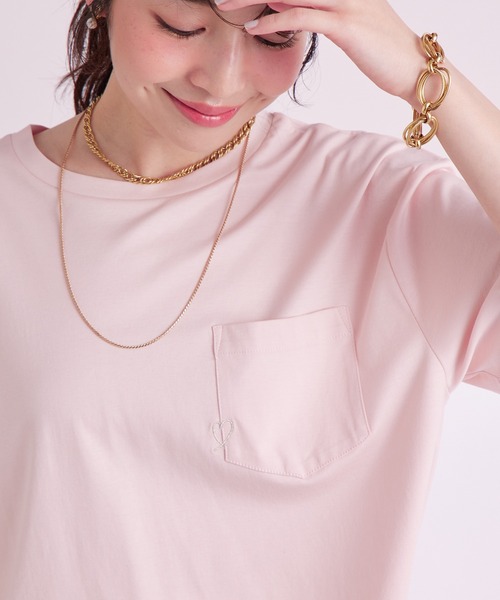 tシャツ ハート刺繍Tシャツ レディース