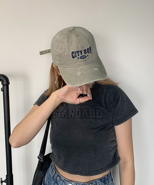 non-hedge（ノンヘッジ） キャップ 帽子 刺繍ロゴダメージキャップ